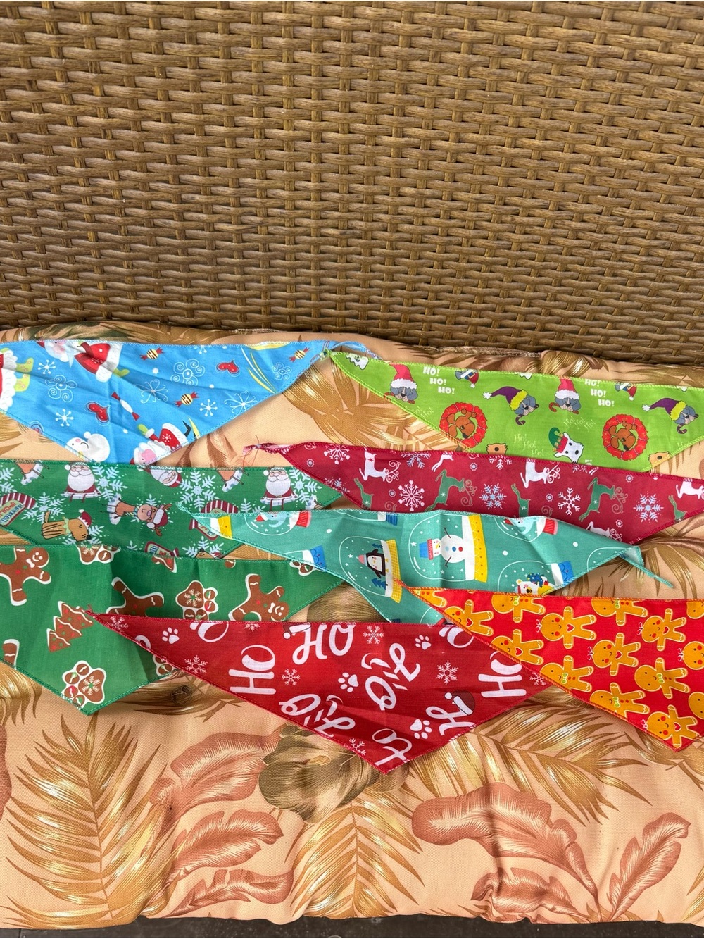 Holiday Dog Bandana Set - Red, Green, Blue, Yellow, Orange, Cream Patterns